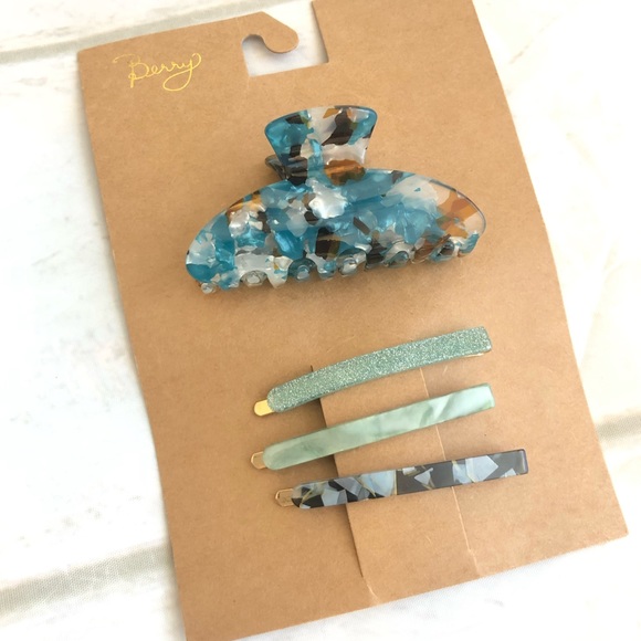 ❄️(5/$30) Berry Womens Accessories Hair 4 Piece Acrylic Blue Multi - Picture 3 of 3